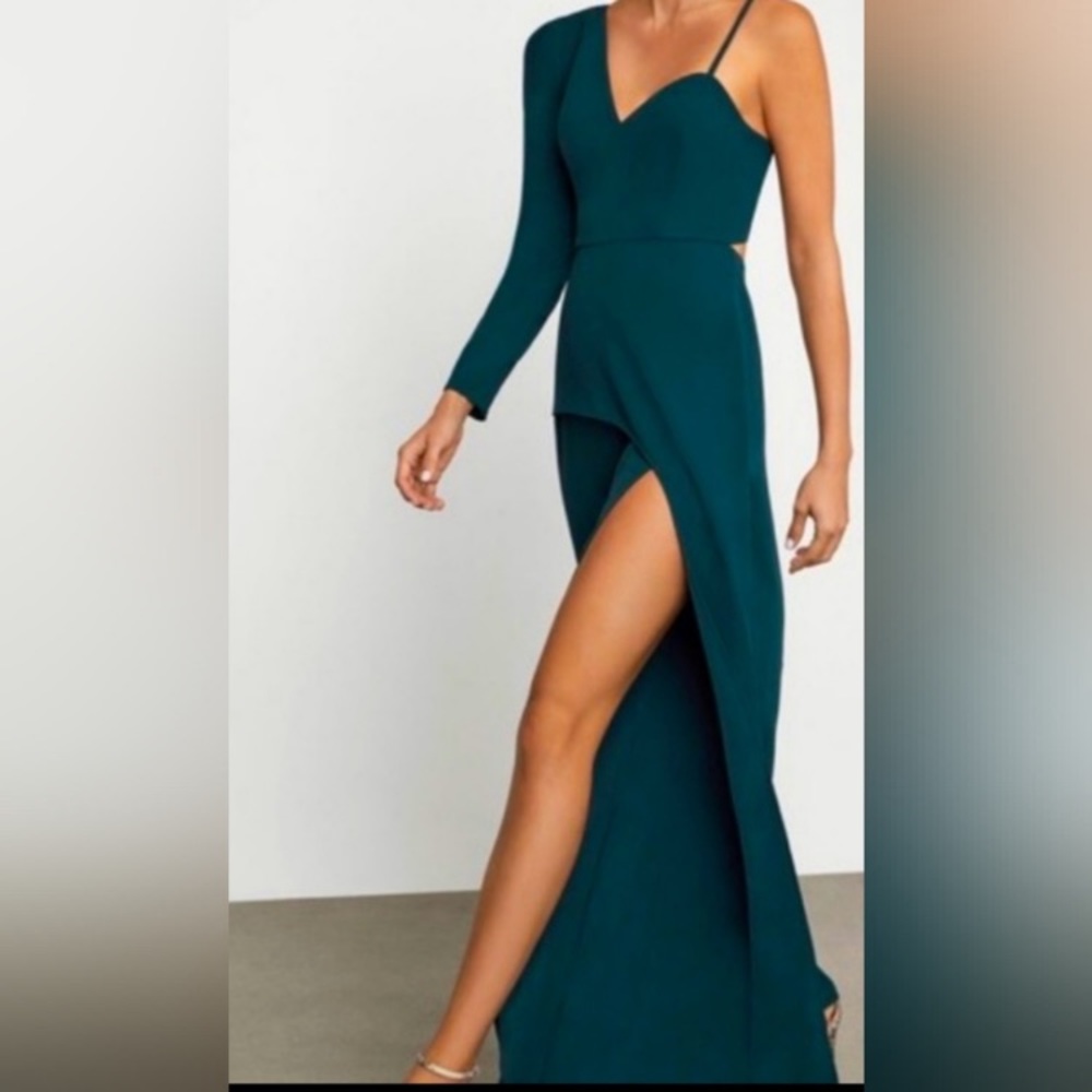 Bcbg Eva one shoulder dress / jumpsuit 0, 2, xxs forest green